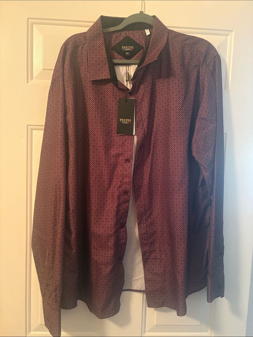 Men's Burgundy Patterned Dress Shirt
